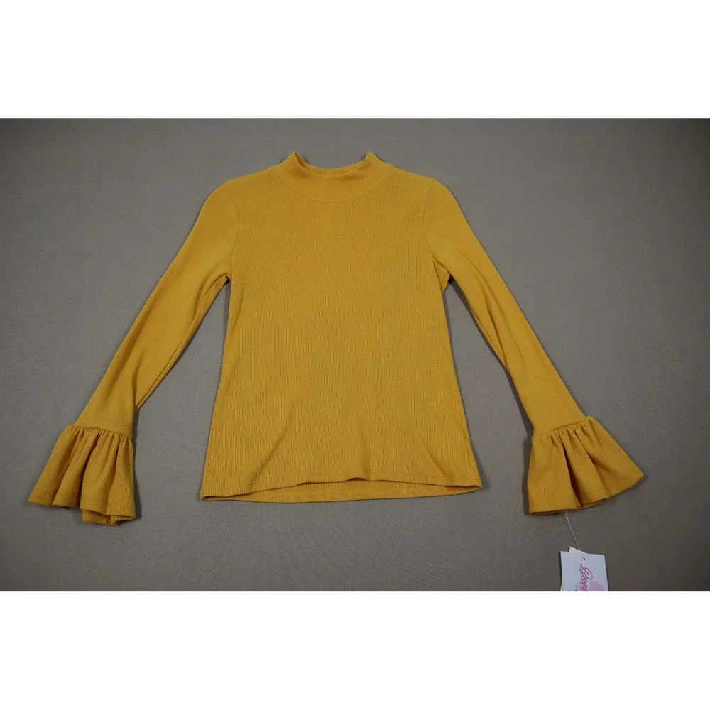 Bonnie Jean Big Girls Mock‎ Neck Long Sleeved Top - Mustard - Size 12